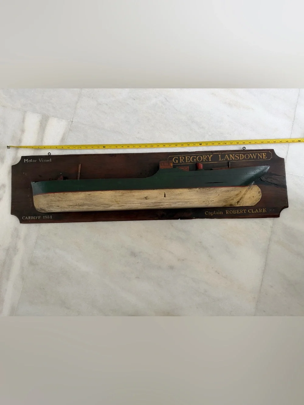 Gregory Lansdowne Ship Plaque - Green and Natural Wood